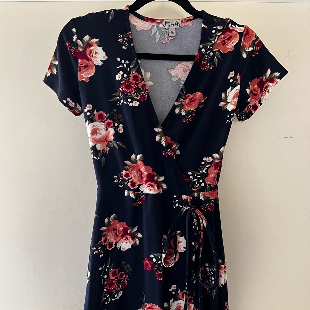 J For Justify Navy Blue Floral Dress In Medium